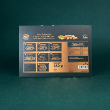 Verpackung gemischte Baklava 450 Gramm, Rückseite